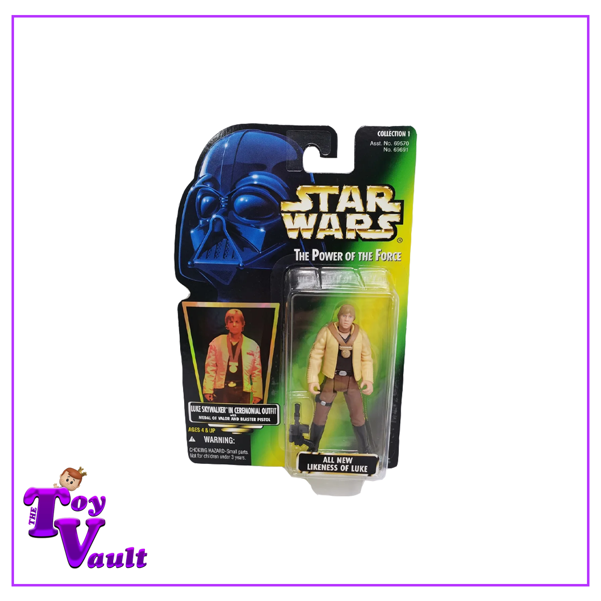 Hasbro Kenner Star Wars The Power of the Force - Luke Skywalker in Ceremonial Outfit with Medal of Valor and Blaster Pistol 4 inch Figure (1996)