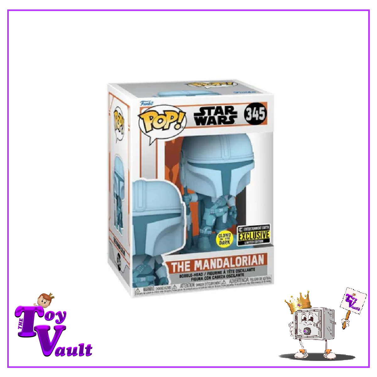 Funko Pop! Star Wars - The Mandalorian (Holographic) #345 Glow in the Dark Entertainment Earth Exclusive