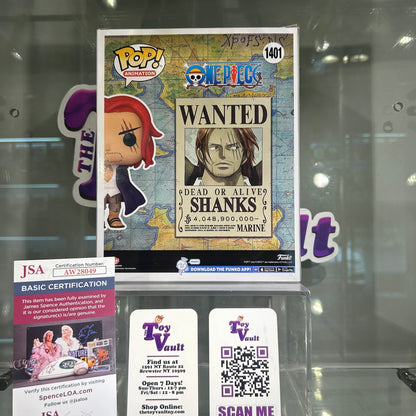 Funko Pop! Animation One Piece - Shanks #1041 Wanted Poster C2E2 Shared Exclusive Signed by Charles Brandon Potter