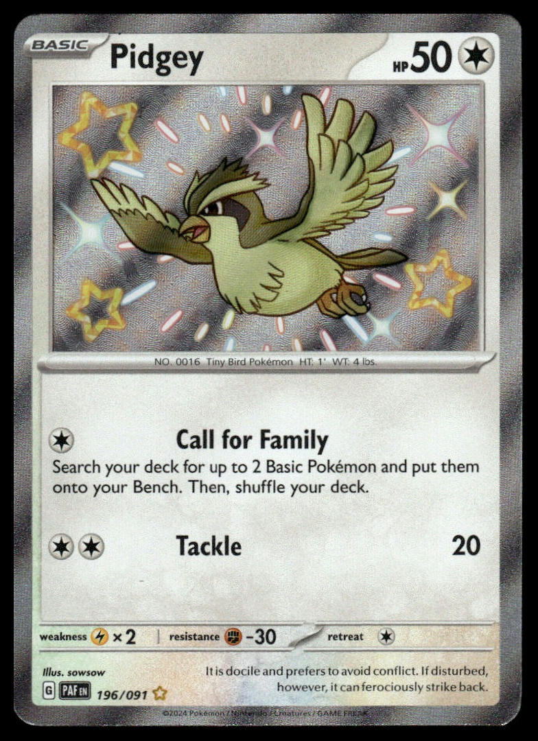 Pokemon TCG Pidgey #196/091 SV: Paldean Fates