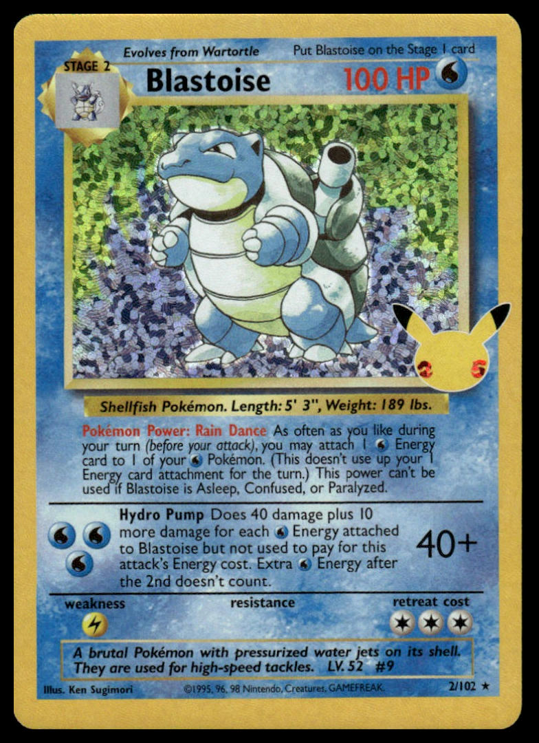 Pokemon TCG Blastoise #2/102 Celebrations: Classic Collection