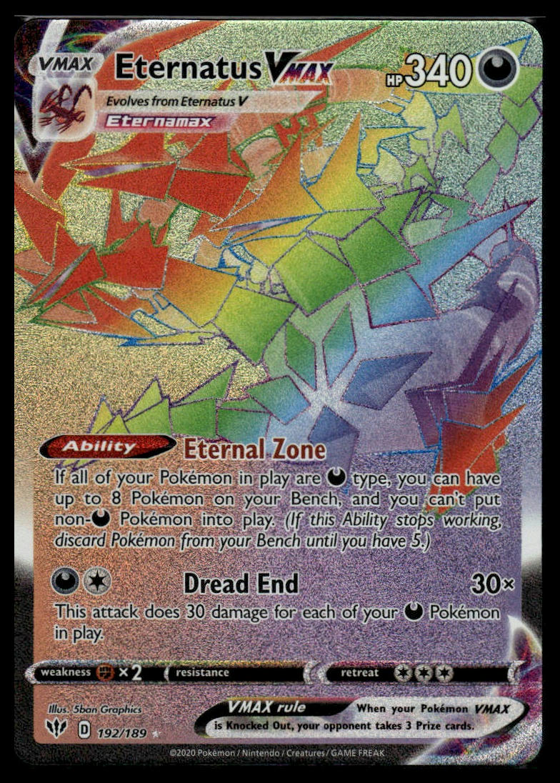 Pokemon TCG Eternatus VMAX (Secret) #192/189 SWSH03: Darkness Ablaze