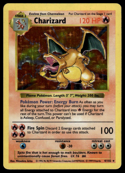 Pokemon TCG Charizard #004/102 Base Set (Shadowless)