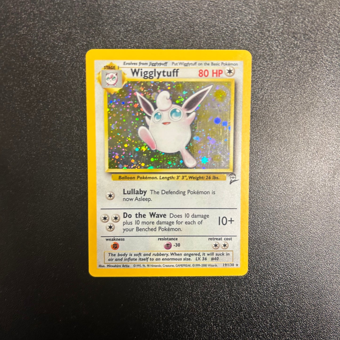 Pokemon TCG Wigglytuff Holo Rare 19/130 Base Set 2