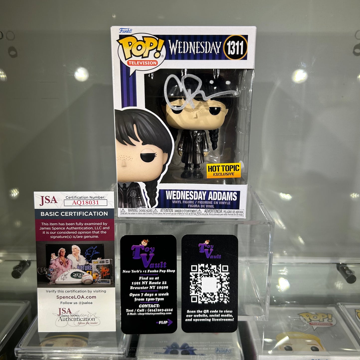 Funko Pop! Television Wednesday - Wednesday Addams in Uniform (Metalic) #1311 Signed by Christina Ricci Hot Topic Exclusive