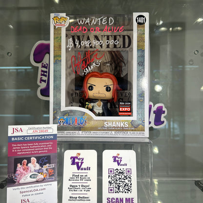 Funko Pop! Animation One Piece - Shanks #1041 Wanted Poster C2E2 Shared Exclusive Signed by Charles Brandon Potter