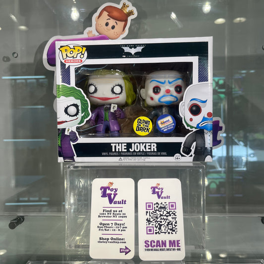 Funko Pop! DC Heroes The Dark Knight Trilogy - Bank Robber Joker (2 Pack) Glow in the Dark Gemini Collectibles Exclusive