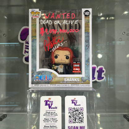 Funko Pop! Animation One Piece - Shanks #1041 Wanted Poster C2E2 Exclusive Signed by Charles Brandon Potter