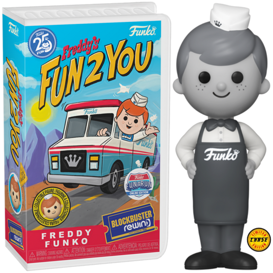 Funko Blockbuster Icons - Freddy Funko as Soda Jerk Greyscale CHASE Rewind Fun on the Run Collectors Box Exclusive