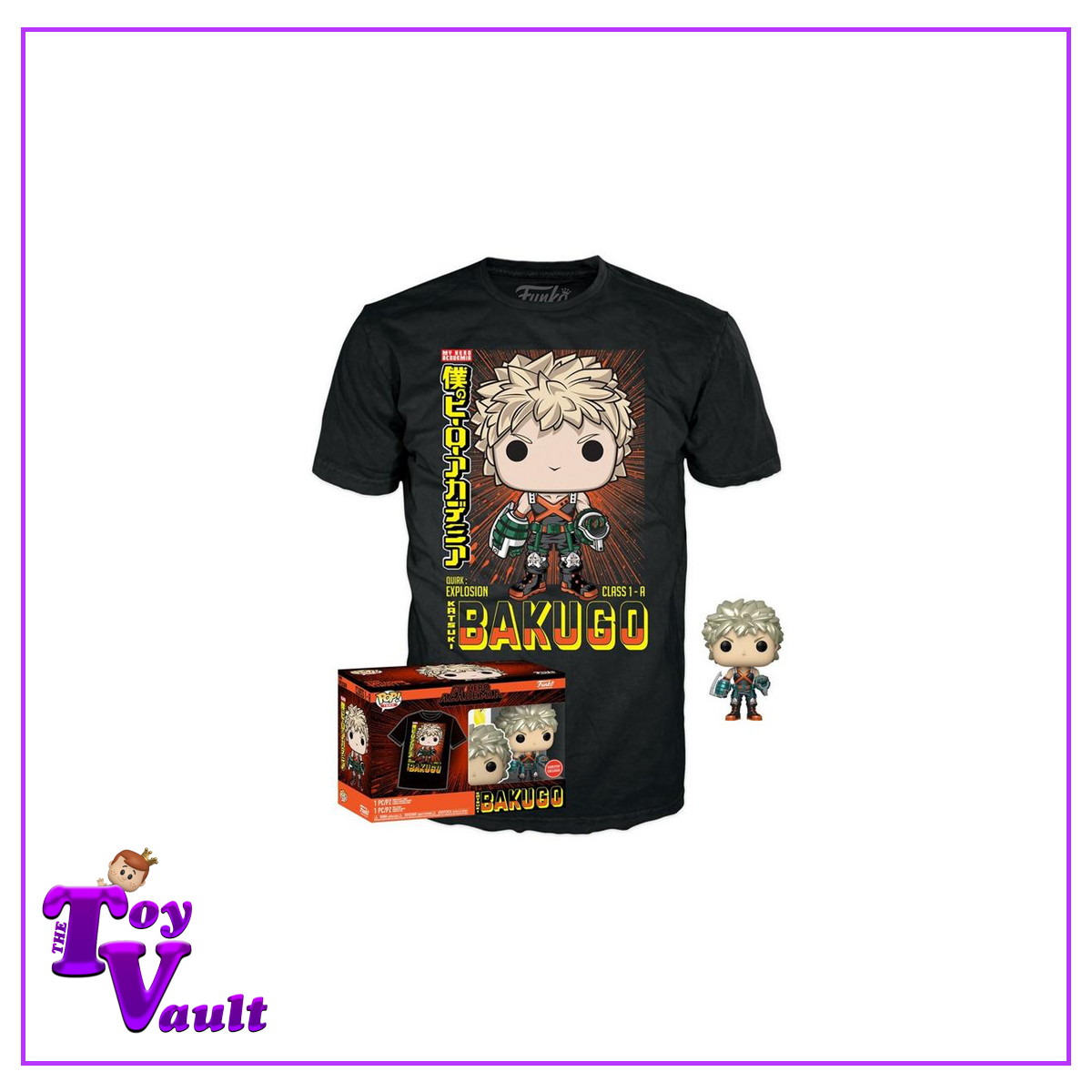 Funko Pop! Animation My Hero Academia - Katsuki Bakugo #249 Metallic GameStop Exclusive Pop and Tee Bundle