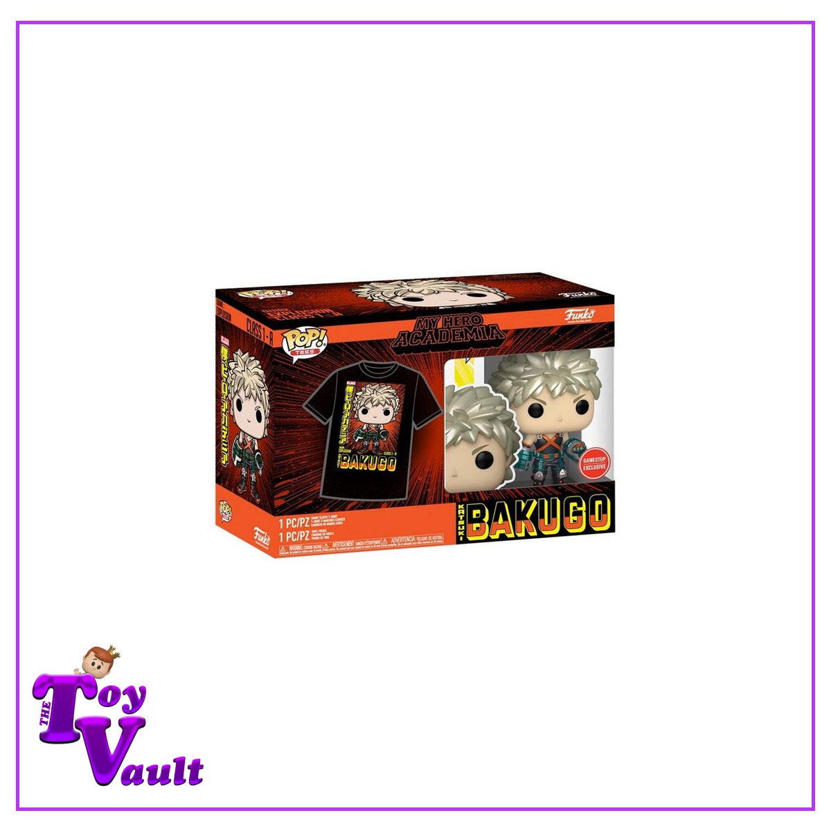 Funko Pop! Animation My Hero Academia - Katsuki Bakugo #249 Metallic GameStop Exclusive Pop and Tee Bundle