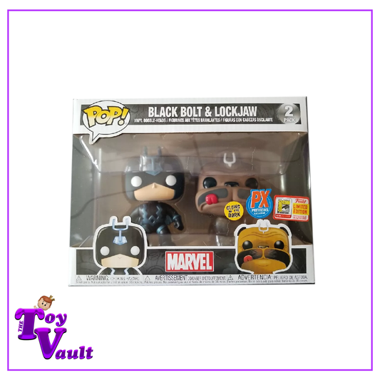 Funko Pop! Marvel Inumans - Black Bolt and Lockjaw (2 Pack) Glow in the Dark 2018 San Diego Comic Con Exclusive