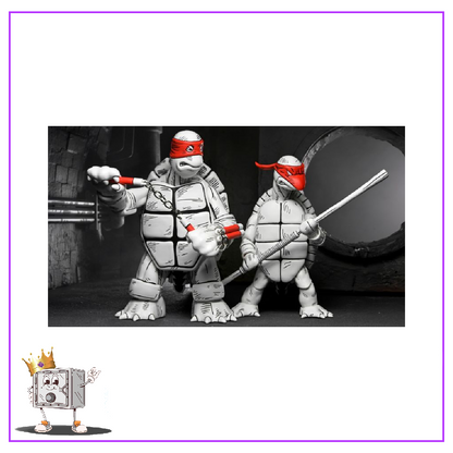 Neca Television Nickelodeon Teenage Mutant Ninja Turtles The First Turtles Black and White Variant Action Figure 2 Pack