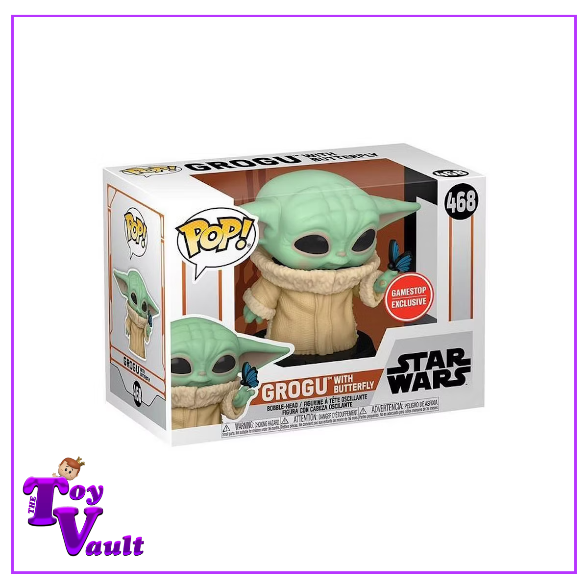 Funko Pop! Star Wars The Mandalorian - Grogu with Butterfly #468 GameStop Exclusive