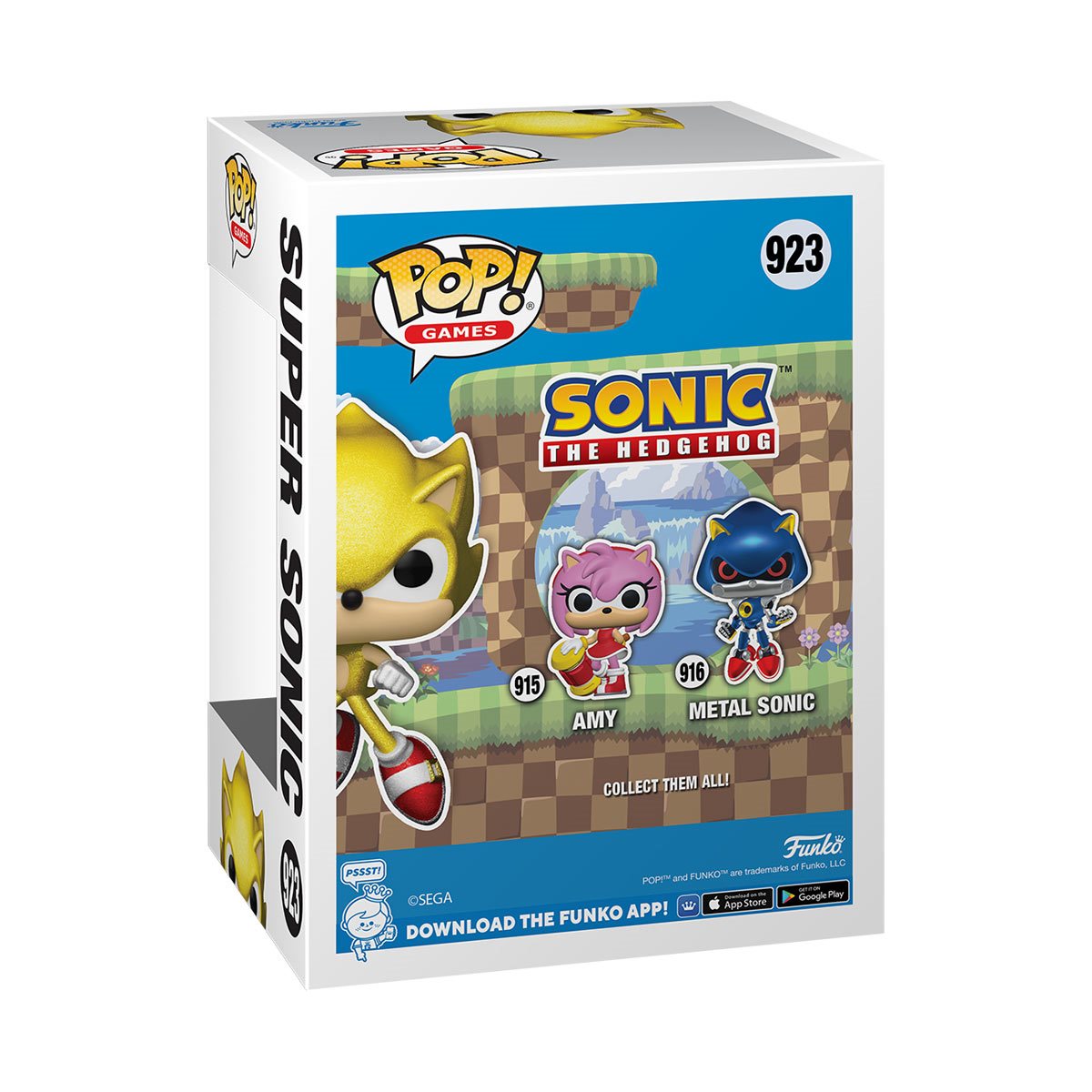 Funko Pop! Games Sonic the Hedgehog - Super Sonic #923 with Metallic Glitter Chase AAA Anime Exclusive