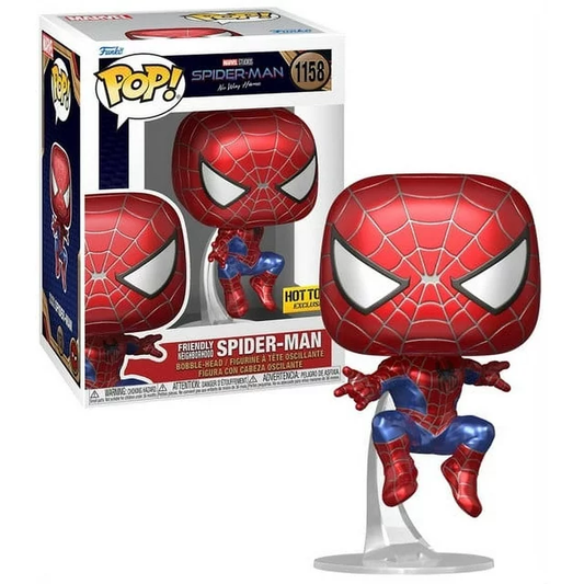 Funko Pop! Marvel Spider Man - Friendly Neighborhood Spider Man #1158 Metallic Hot Topic Exclusive