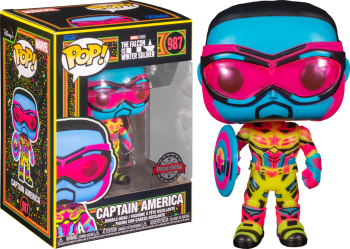 Funko Pop! Marvel The Falcon & Winter Soldier - Captain America Blacklight #987 Special Edition Exclusive