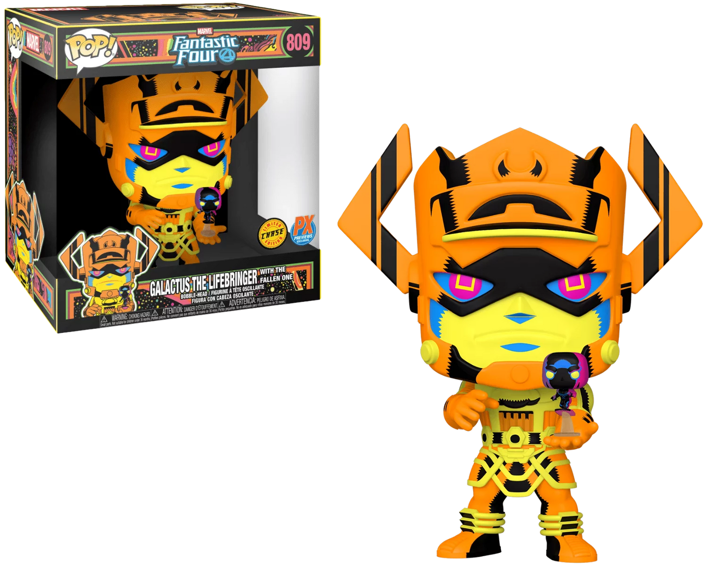 Funko Pop! Marvel Fantastic Four - Galactus the Lifebringer with The Fallen One #809 BLACKLIGHT CHASE PX Previews Exclusive