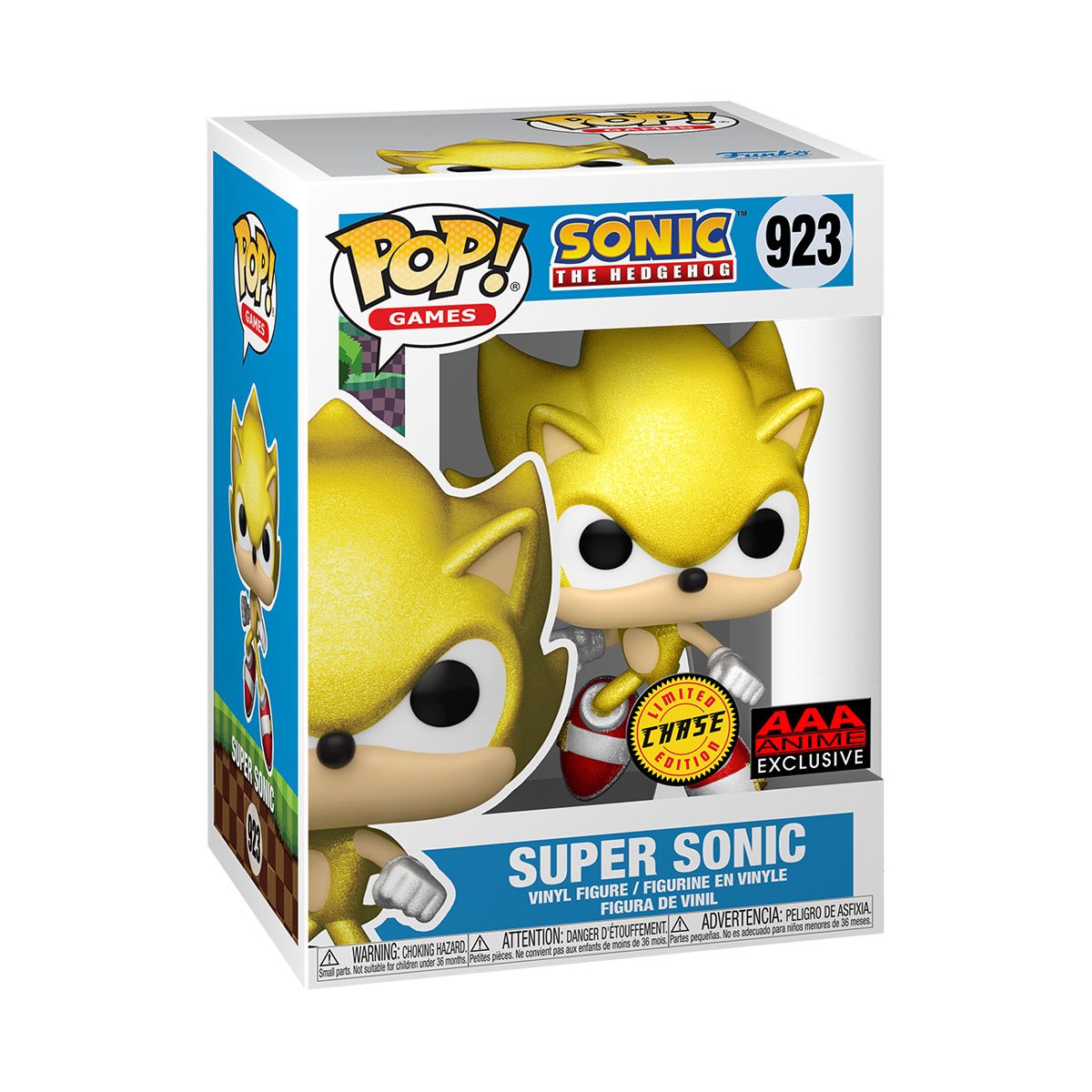 Funko Pop! Games Sonic the Hedgehog - Super Sonic #923 with Metallic Glitter Chase AAA Anime Exclusive