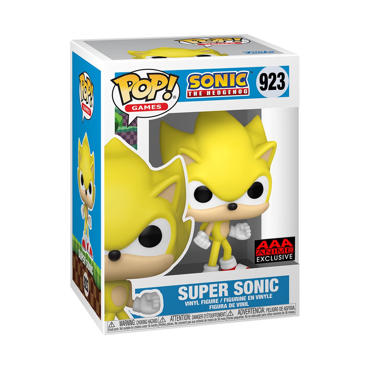 Funko Pop! Games Sonic the Hedgehog - Super Sonic #923 with Metallic Glitter Chase AAA Anime Exclusive