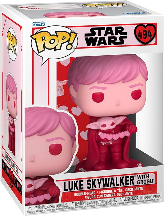 Funko Pop! Star Wars Valentine's Day - Luke Skywalker Holding Grogu (Pink) #494