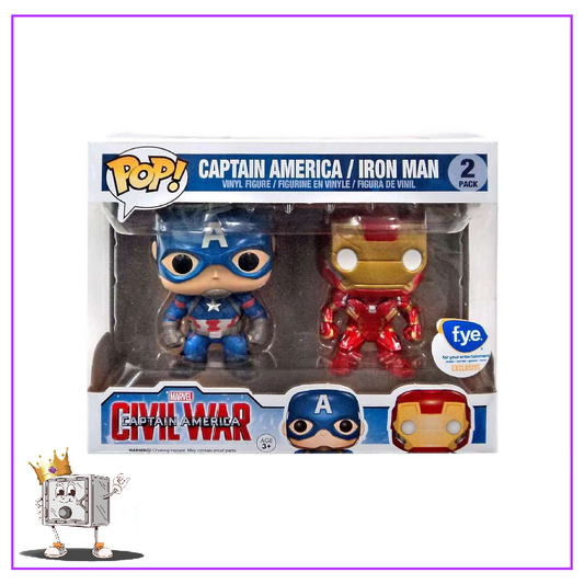 Funko Pop! Marvel Avengers Civil War - Captain America & Iron Man (2 Pack) Metallic FYE Exclusive