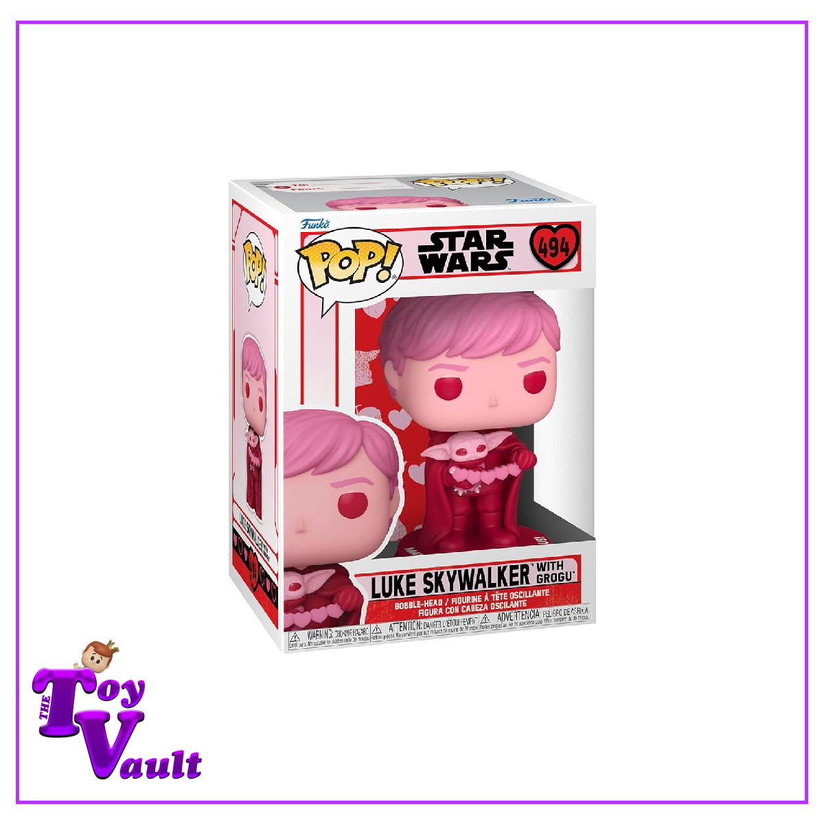 Funko Pop! Star Wars Valentine's Day - Luke Skywalker Holding Grogu (Pink) #494