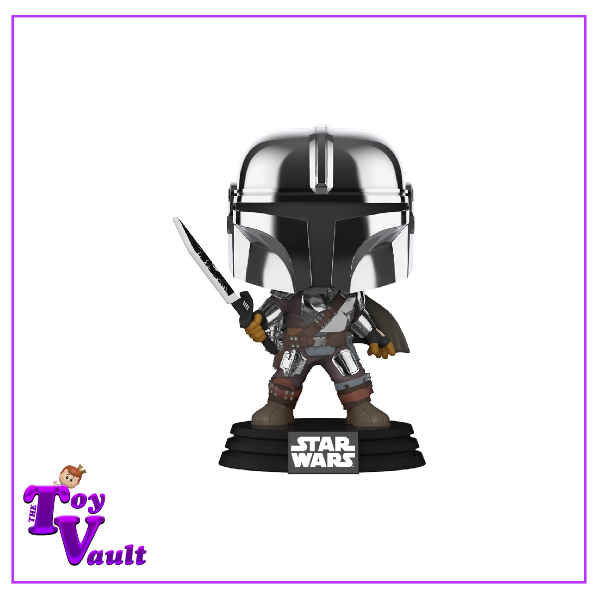 Funko Pop! Star Wars The Mandalorian - The Mandalorian with Darksaber #491 Glow in the Dark Box Warehouse Exclusive