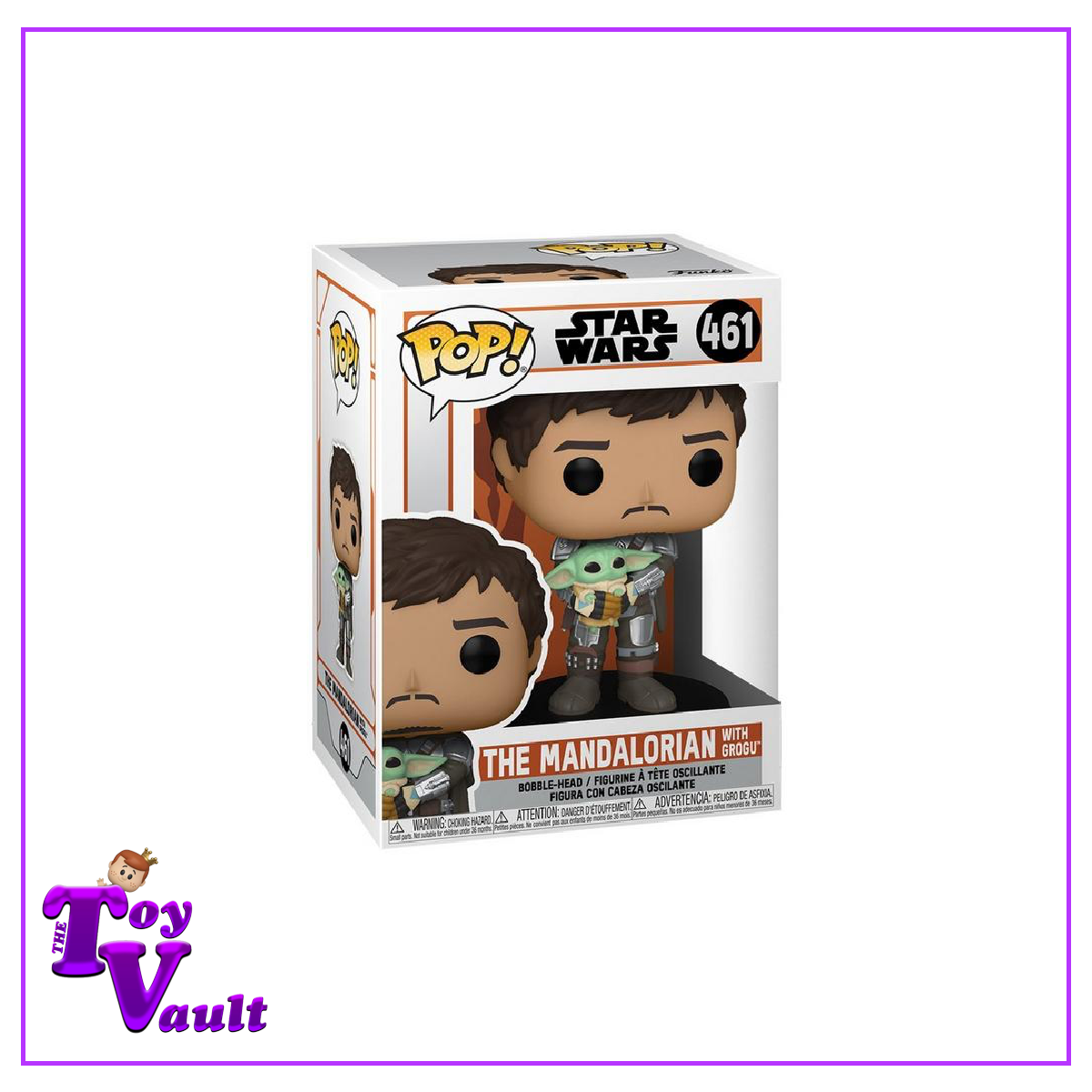 Funko Pop! Star Wars The Mandalorian - Mandalorian Holding Grogu (Unmasked) #461