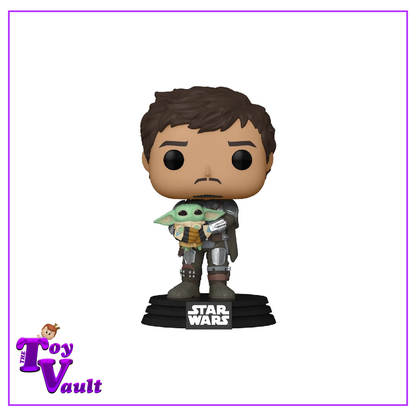 Funko Pop! Star Wars The Mandalorian - Mandalorian Holding Grogu (Unmasked) #461