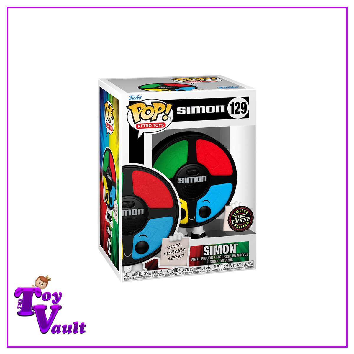 Funko Pop! Retro Toys - Simon Memory Game #129 Glow in the Dark Chase + Common Bundle