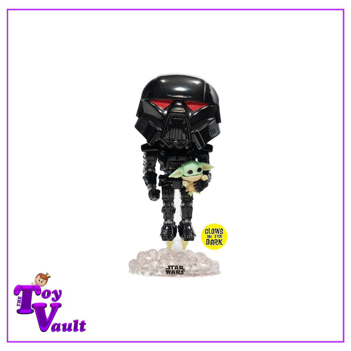 Funko Pop! Star Wars The Mandalorian - Dark Trooper with Grogu #488 Glow in the Dark Entertainment Earth Exclusive